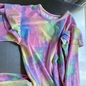 Two piece velour sweatshirt and sweatpants